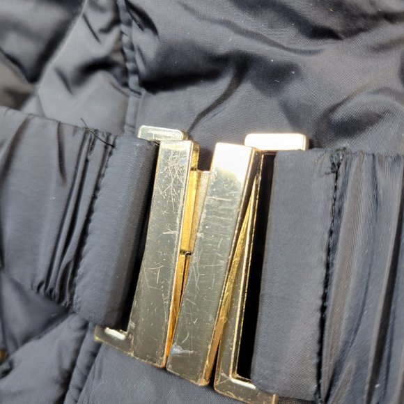 Express Coat Women's Size Medium Black Faux Fur Hood Down Filled Quilted - Picture 4 of 10